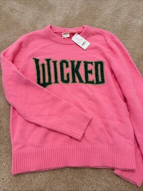 Target Pink 'WICKED' Crewneck Sweater with Green Accent